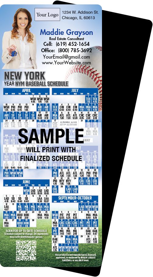 Real Estate Baseball Schedules, Magnetic Sports Calendars for Realtors
